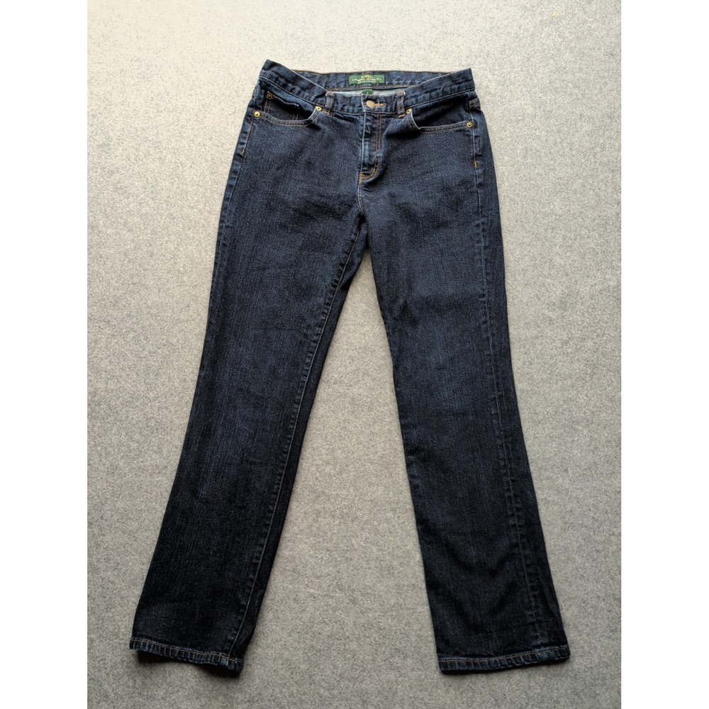 Lauren Jeans Co Ralph Lauren Women's Size 8 Straight Leg Dark Wash Stretch Jeans
